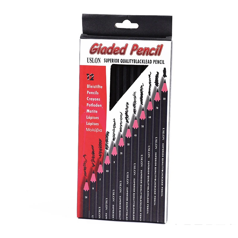 Набор профессиональных карандашей для рисования 2H-8B ластик подарок подставка