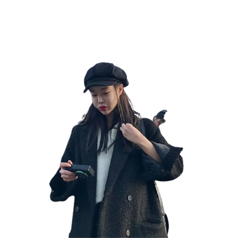 Женские Классические Восьмиугольные шляпы на зиму однотонные в британском стиле