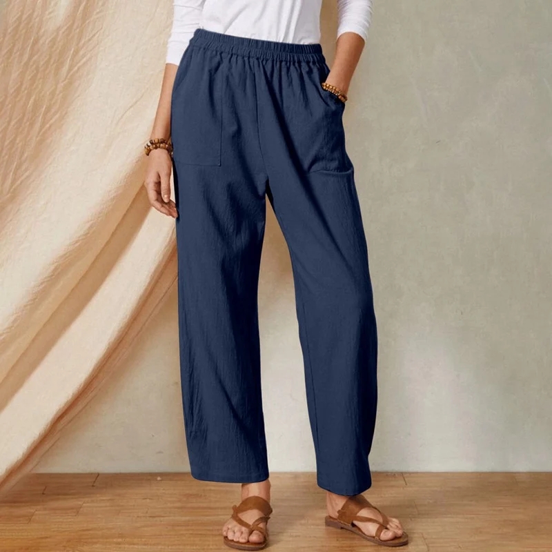

2021 Fashion Women Wide Leg Harem Pants Ladies Casual Loose Long High Waist Trousers Plus Size Pocket Sweatpants