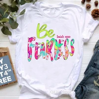 watercolor be fearless letter print t shirt womens clothing fueled by coffee and barbells tshirt femme harajuku shirt t shirt