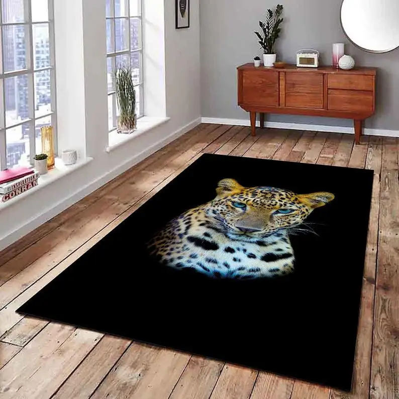 

Leopard Animal Print Classic Rugs For Living Room Bedroom Bathroom Anti Slip Mat,Tiger Patterned Rug