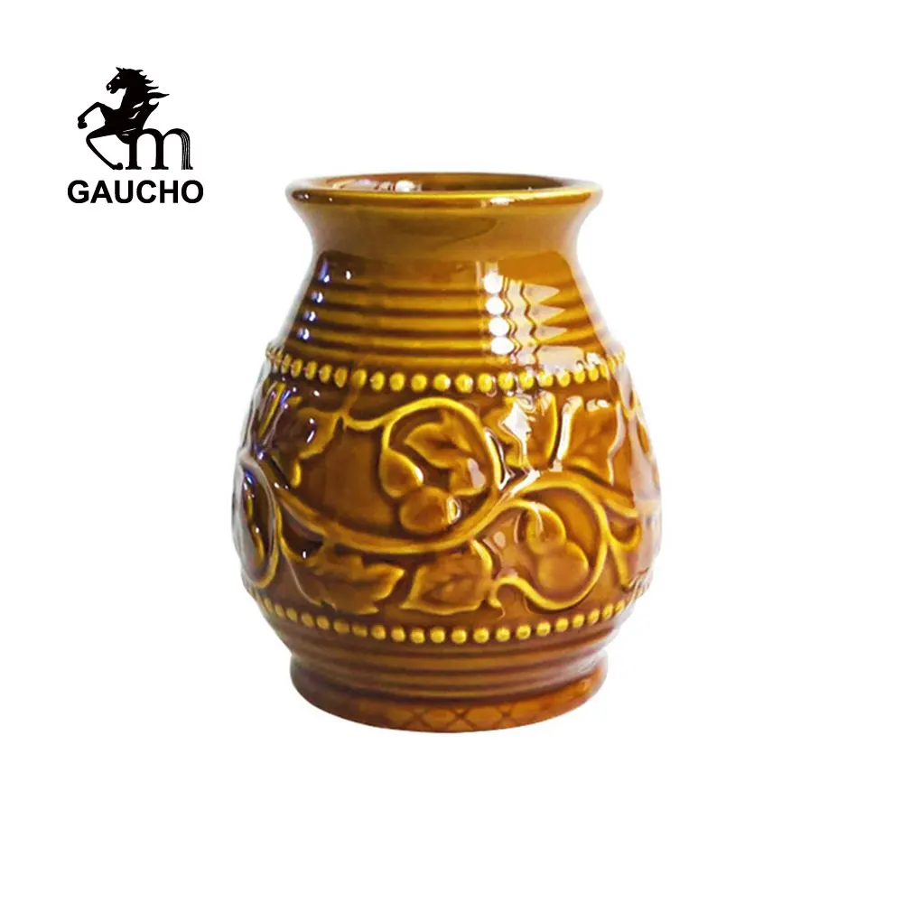1 шт./лот Gaucho Yerba мате Gourds керамические чашки 250 мл с тиснением Calabash шаблон приятный
