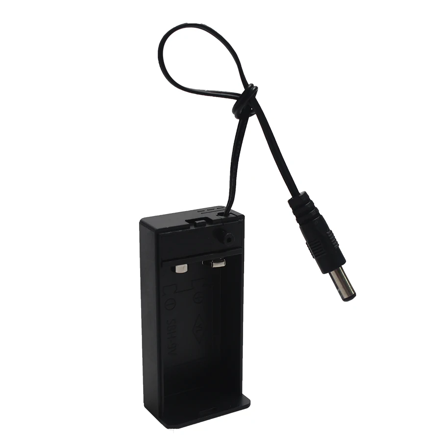 

50Pcs 2 Styles 9V Battery Holder Box Case 2 Slots Plastic Box With Leads ON/OFF Switch&Cover With DC Plug for 6F22 Battery