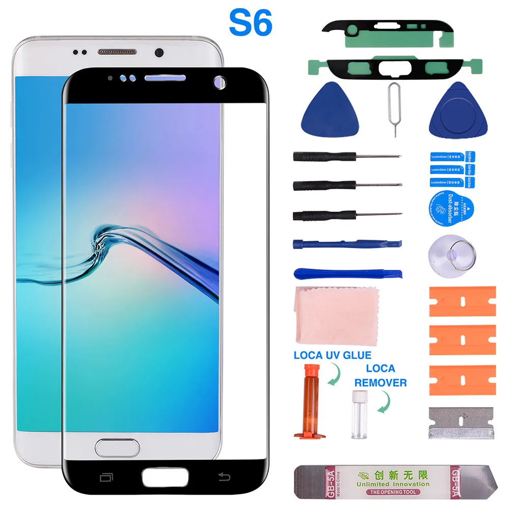 Carprie Защитная крышка для объектива, совместимая с samsung Galaxy S6 Edge Plus, переднее стекло, запасной комплект+ УФ клей 19Sep12