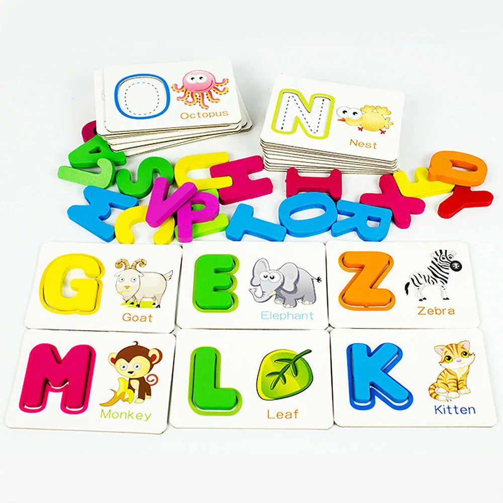

Children Learning English Letter Toy English Alphabet Puzzle Flash Paper Cards with Pen Literacy Card for Kids Cognitive Toy
