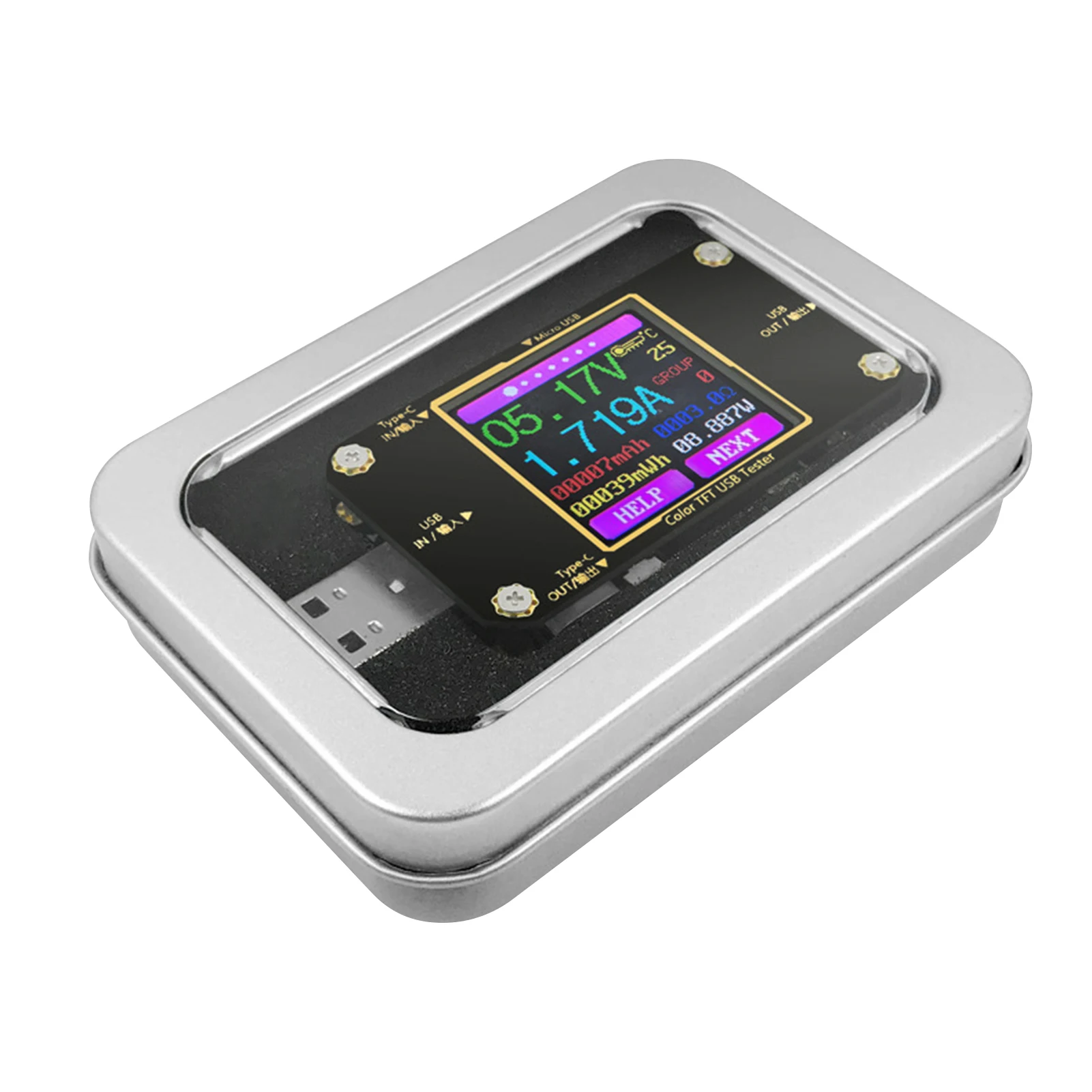 

Type C USB Tester USB Voltmeter Ammeter Current Voltage Tester Meter Digital Multimeter with Storage Case with TFT LCD Screen