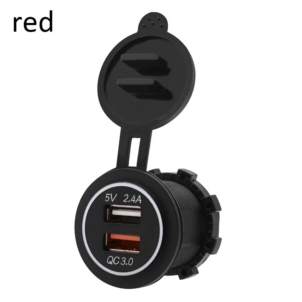 Красный QC 3,0 автомобильный usb-адаптер Силовая розетка автомобильное быстрое зарядное устройство двойной USB автомобильный DC12V-24V Зарядка для смартфонов - Название цвета: Красный