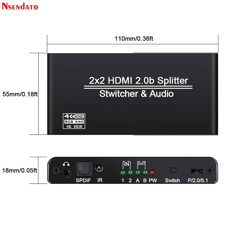 4K 60 Гц HDMI 2 0 матричный переключатель сплиттер 2x2 3D HDCP2.2 в выхода HDR 3 5 мм аудиовыход