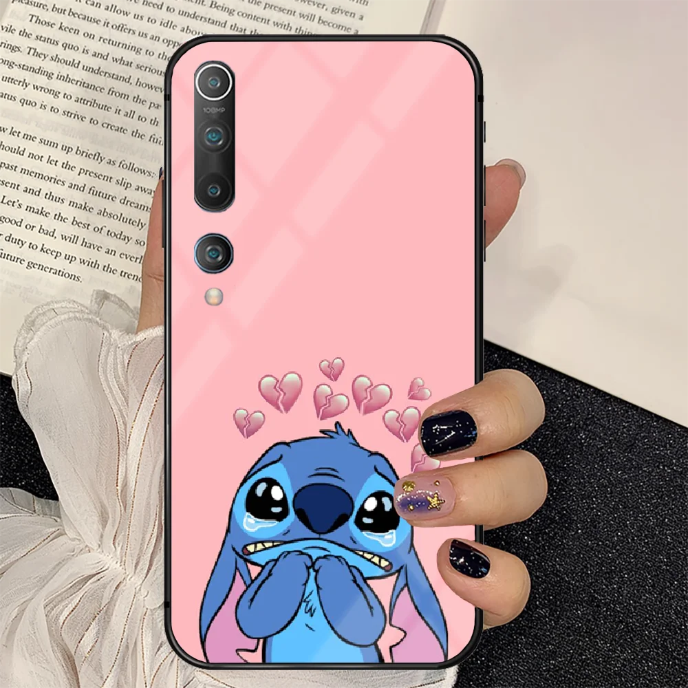 

Cute Cartoon Blue Stitchs Phone Tempered Glass Case Cover for Xiaomi Mi A F X POCO M Note 3 9 10 11 i T Pro Lite Etui Cover