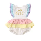 Комбинезон детский, хлопковый, с оборками, без рукавов, с золотыми буквами и короной, с открытой спиной, с пышной юбкой и бантом