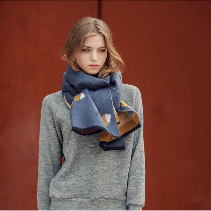 Роскошный брендовый зимний плотный теплый кашемировый шарф шарфы и шали с