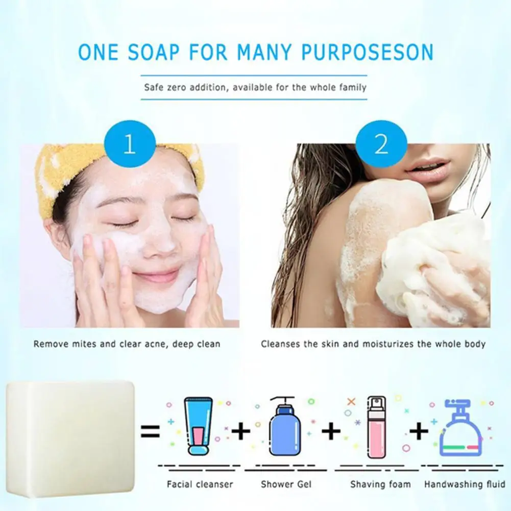 

60g Sea Salt Soap Removal Pimple Pore Acne Treatment Soap Face Mild Moisturizing Goat Stimulation Milk Care No Wash Soap Cl H1H4
