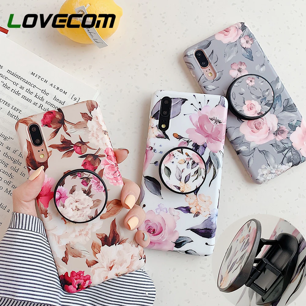 Винтажный цветочный чехол LOVECOM с держателем для телефона Huawei P20 P30 P40 Pro Lite Mate 20 30