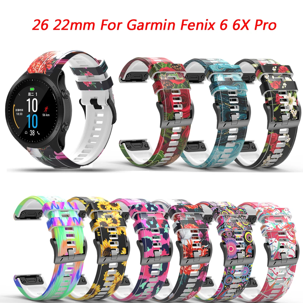 

LYQSTA 26 22MM Smart Watch Silicone Quick Release Replacement Strap For Garmin Fenix 6 6X Pro 5 Plus Easy Fit Wrist Band Correa