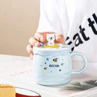 bear silicone cover marine animal ceramic mug polar bear water cup funny coffee cup