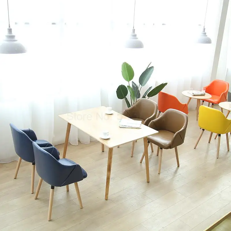 Нордический обеденный стул из цельного дерева для десертного чайного магазина