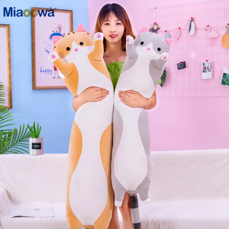 

130 Cm Cute Soft and Comfortable Long Cat Pillow Plush Toy Stuffed Rest Office Nap Pillow Bed Sleep Pillow Home Decoration Gifts