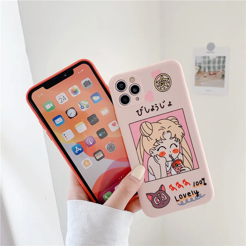 New Cartoon Simple Phone Cases For IPhone 12 Mini 11 Pro XS MAX X XR 6 6S 7 8 Plus SE 2021 Liquid Silicone Cover Coque | Мобильные