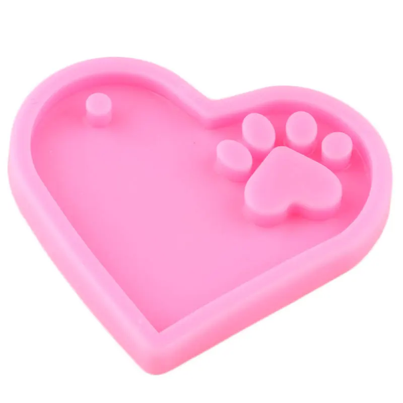 

Silicone Heart Shape Pendant Mold Keychain Casting Resin Mould For Handmade DIY Casting UV Epoxy Cat Paw Crafting Jewelry Tools