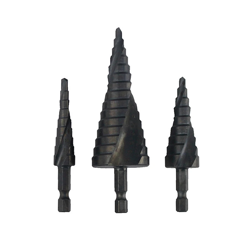 

3 Pcs/set HSS Cobalt Step Drill Set Nitrogen High Speed Steel Hole Cutter DIY Metal Wood Power Tool Hex Shank Auger Pagoda Drill