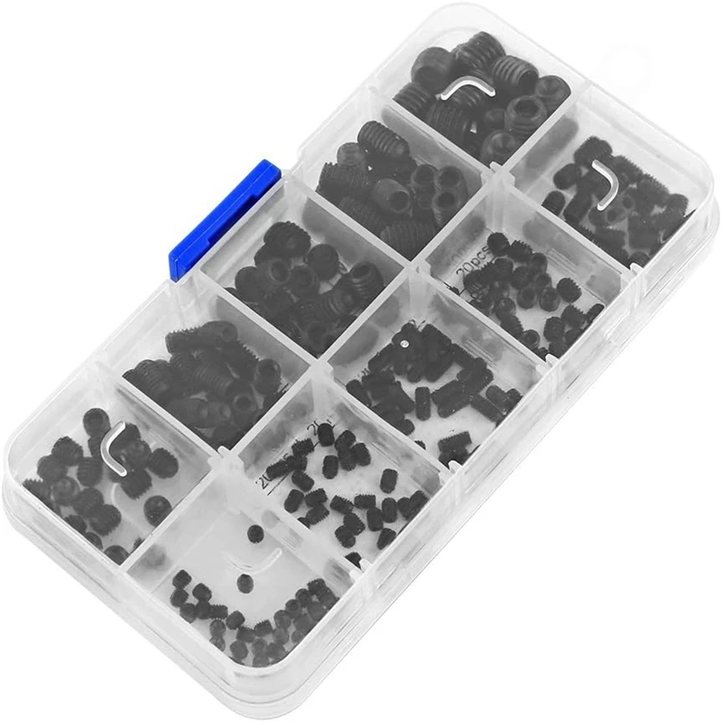 

DIN916 Flat Head Screw Box Kit M3-M8 Black Alloy Steel Hexagonal Thread for Repairing Door Handles 240Pcs