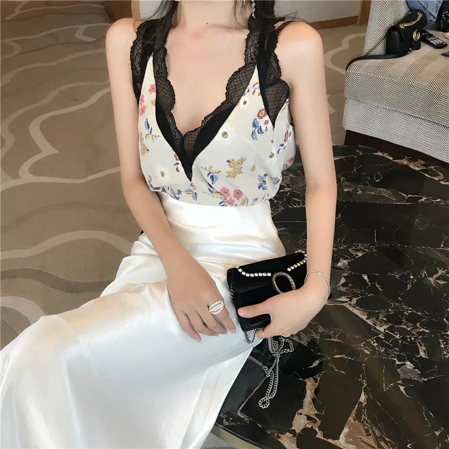 Корейские повседневные юбки женская шелковая юбка Элегантная Женская атласная