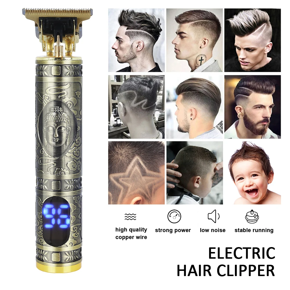 

Перезаряжаемая машинка для стрижки волос с ЖК-дисплеем, Парикмахерская Машинка для стрижки волос, триммер, электрическая машинка для стриж...