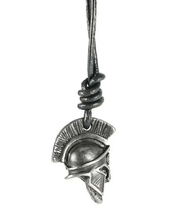 

Roman Knight Warrior Gladiator Helmet Skull Necklace Pendant titanium steel Gift Leather Cord Necklace