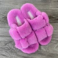 luxury fashion fur slippers high quality mink slippers ladies 100 mink slippers flat heel slippers europe station