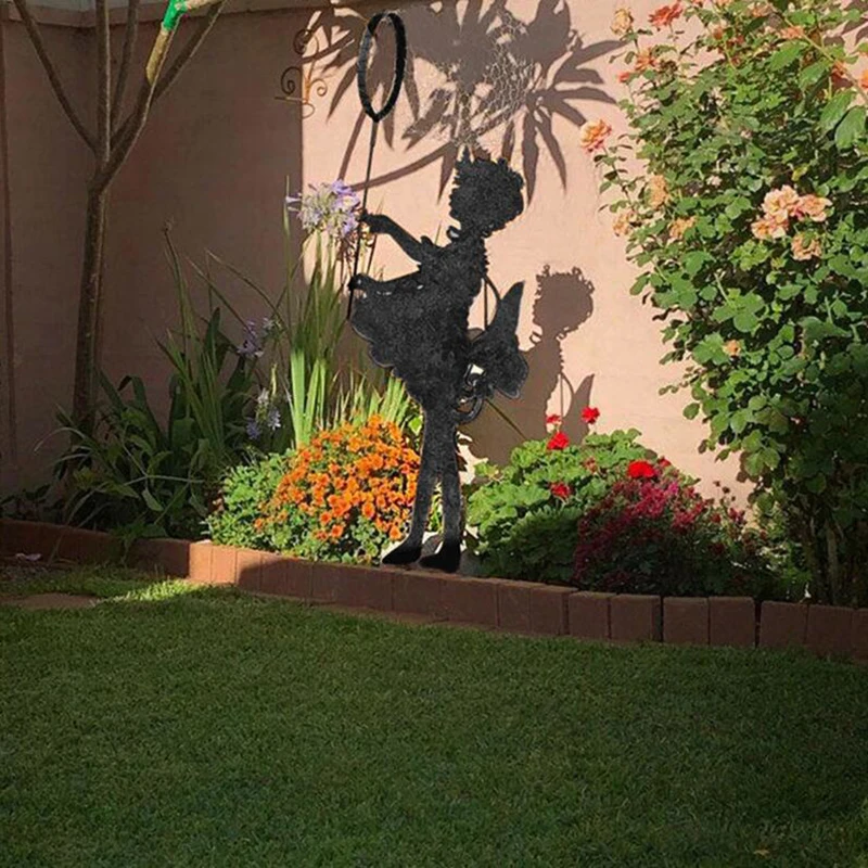 

Metal Garden Outdoor Silhouette Statue Kid Catching Butterfly Profile Stake 2D Figurine Art Decor for Lawn SDF-SHIP