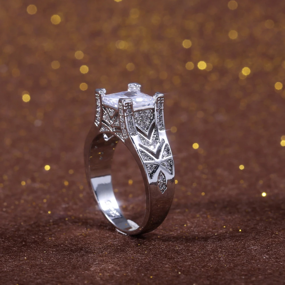 Huitan обручальные кольца с квадратным камнем для женщин Новый готический Подарок