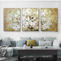 wall decor painting decorative canvas painting oil painting golden flower modern abstract oil paintings for living room gold