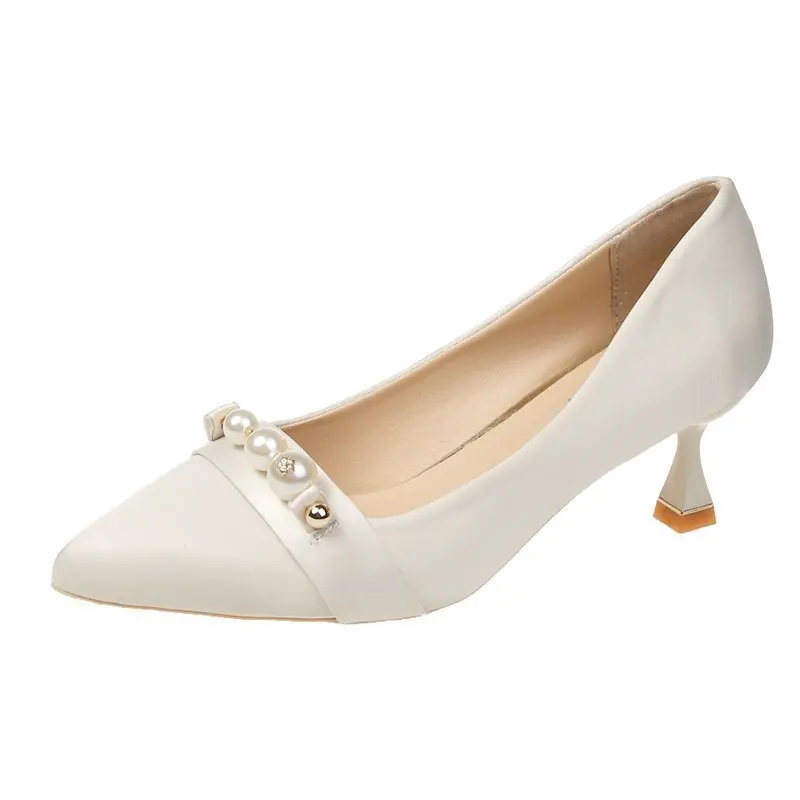 

Retro Women Shoes Beige High Heels Pointed Pumps Lace-Up Sandals Ladies Slip On 2021 12cm Toe Gold Casual Fine Spring African Se