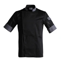 food service chefs short sleeved breathable summer wear work clothes men and women overalls hotel kitchen chef black uniform
