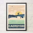 Плакат Caerdydd, Кардифф, Уэльс, в скандинавском стиле, в стиле ретро