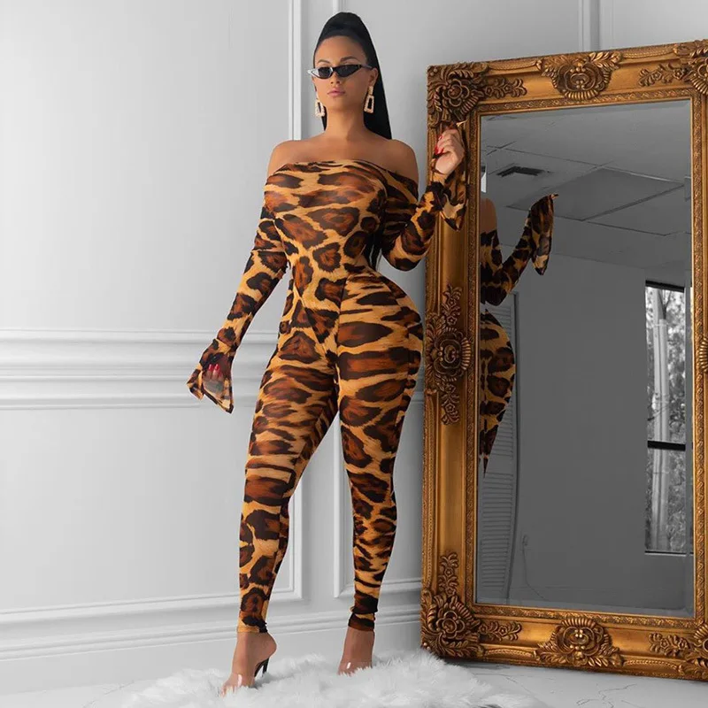 Женский Облегающий комбинезон с принтом тигра осень 2019 | Женская одежда - Фото №1