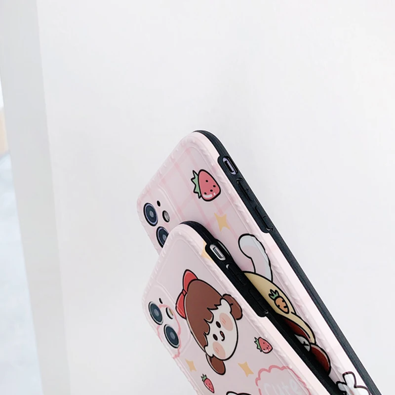 

pink cat cute phone case cartoon girl for IPhone SE 2020 x xr xs max 11 7 8 11pro max Anti-drop mobile phone soft cover