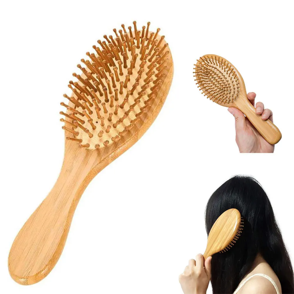 

Бамбуковая щетка для волос, массажная расческа для головы, щетки из натурального дерева, Антистатическая щетка для ухода за волосами, расче...
