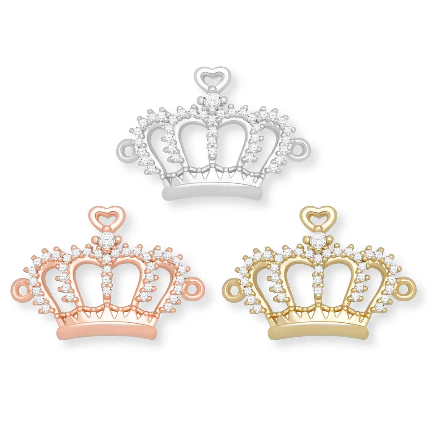 

White Cubic Zirconia Stones Copper Crown Charm for Bracelet Jewelry Making Trendy Gorgeous Handmade Necklace DIY Jewelry Finding