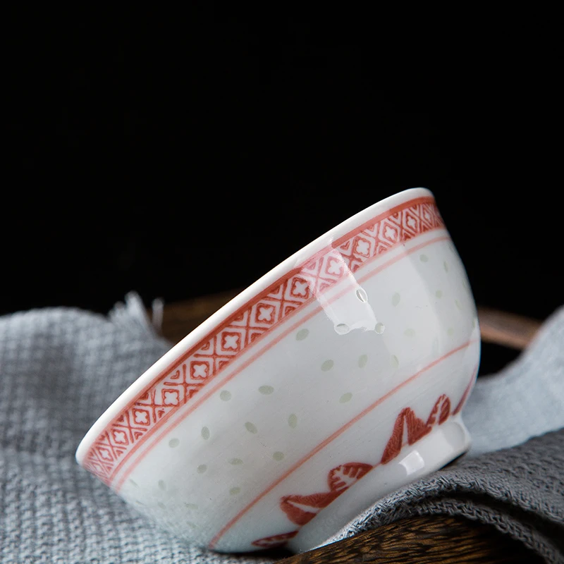 4 5 дюймов Цзиндэчжэнь керамическая миска для рамен винтажная красная фарфоровая