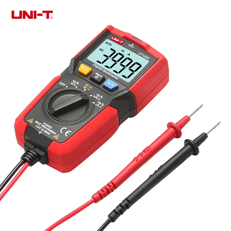 UT125C ручной карманный цифровой мультиметр AC / DC Тестер напряжения multimetro uni-t Amp Ohm Cap Hz NCV