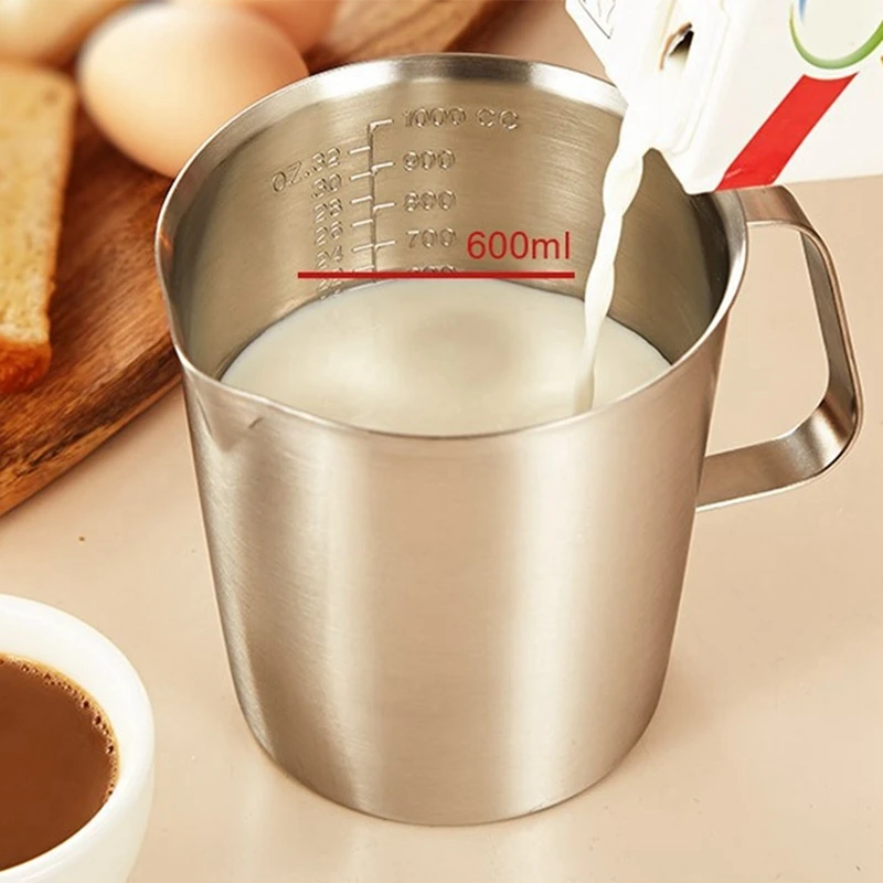 

HOT-2Pcs Stainless Steel Measuring Cup Mug Mixing Resin Tools Precision Graduated Kitchen Jug 2000Ml & 1000Ml