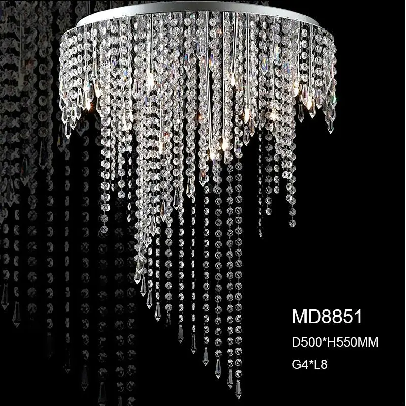 

Clear Crystal Ceiling Lamp Fashion Decorative Spiral Fall Ceiling Mounted Lighting For Restaurant Prompt Shipping MD8551-L8
