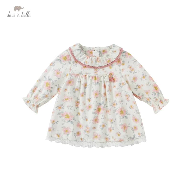 

DB18877 dave bella autumn baby girls cute floral print T-shirt children tops kids girl fashion tees