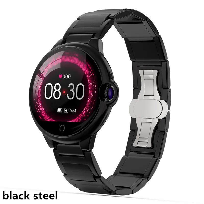 black steel AMYNIKEER Смарт-часы DR88 деловые умные часы Мониторинг Артериального Давления пульса 2.5D гиперболический экран долгий срок службы батареи - Цвет: black steel