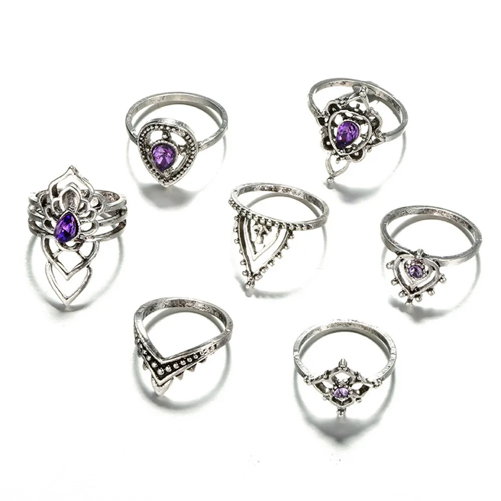 Набор женских колец с натуральным огненным опалом 7 шт. | Украшения и аксессуары