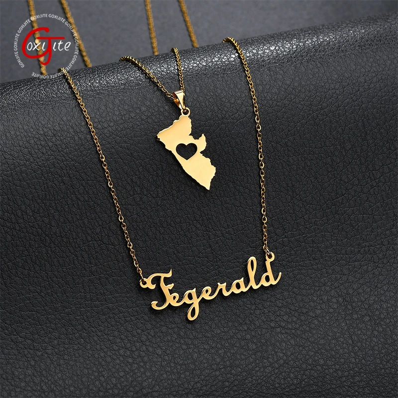 

Goxijite Double Layer Custom Name Necklace For Women Personalized Map Hollow Love Heart Nameplate Necklaces Stainless Steel Gift