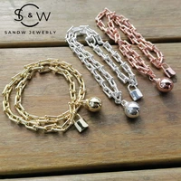 round bead lock bracelet 925 silver jewelry girlfriend gift women fashion handmade original 11 high quality free shipping