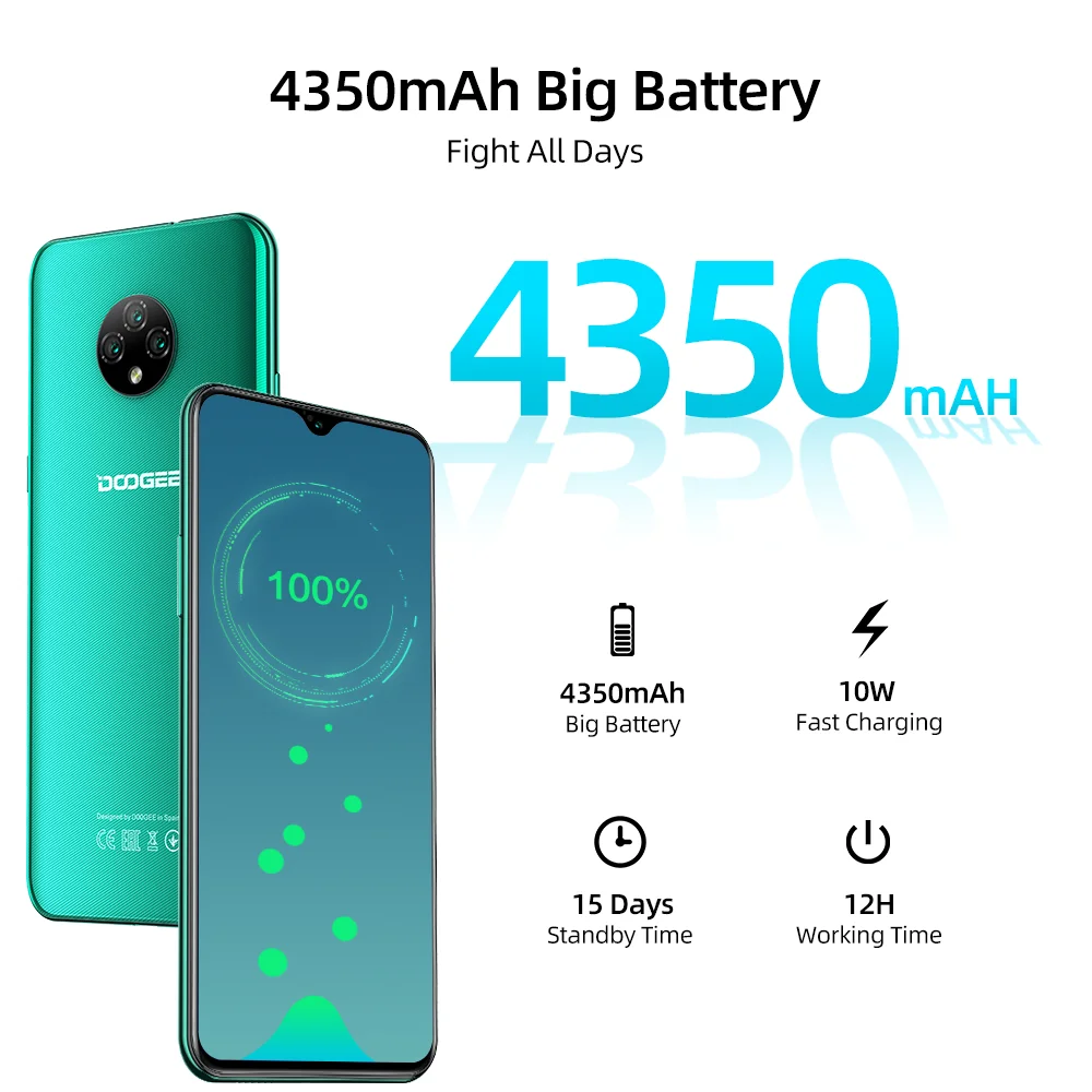 Мобильный телефон DOOGEE X95 4G LTE Android 10 экран 6 52 дюйма тройная камера 13 МП 2 Гб ОЗУ 16 ПЗУ