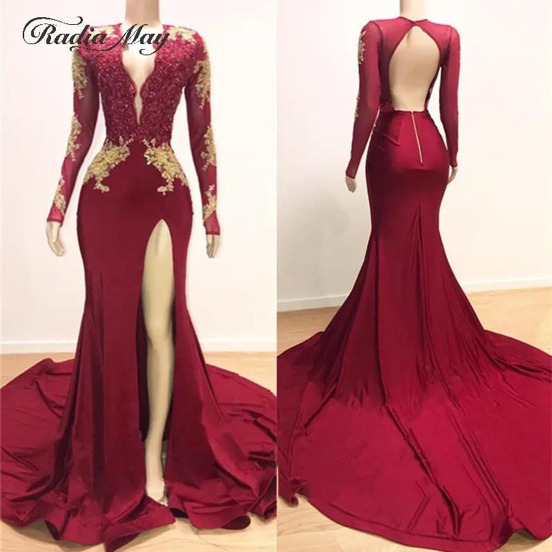 Золотистое и бордовое платье с тесьмой русалка платья для выпускного вечера